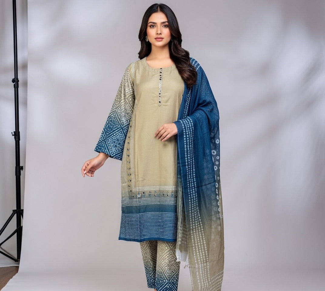 Silk Lawn Chunri Print Suit