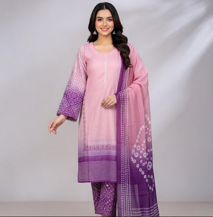 Silk Lawn Chunri Print Suit