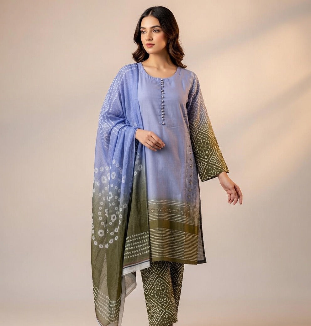Silk Lawn Chunri Print Suit