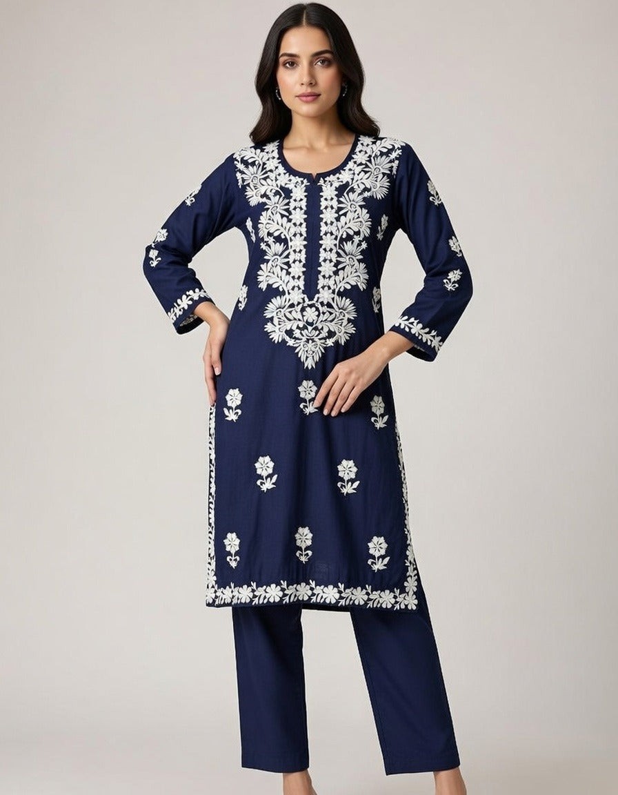 Linen Embroidered 2 Piece Suit