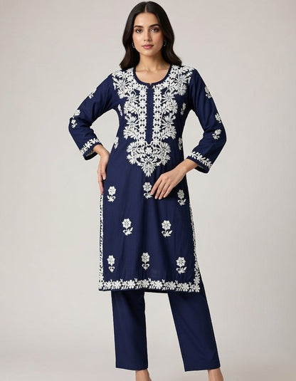 Linen Embroidered 2 Piece Suit