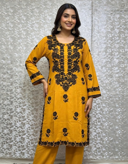 Linen Embroidered 2 Piece Suit