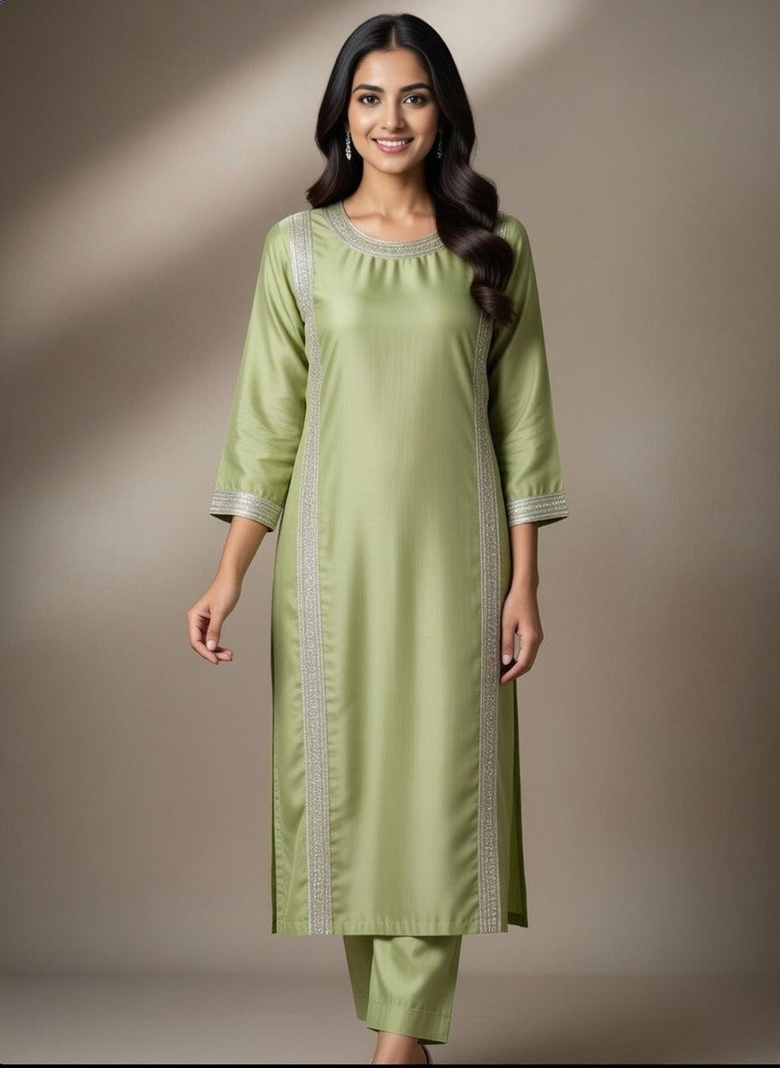 Korean Silk 2 Piece Stylish Suit