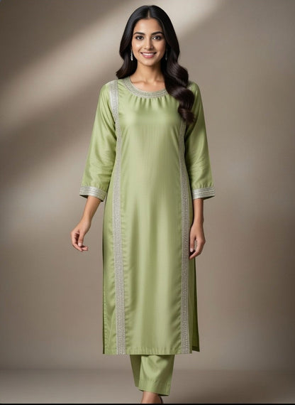Korean Silk 2 Piece Stylish Suit