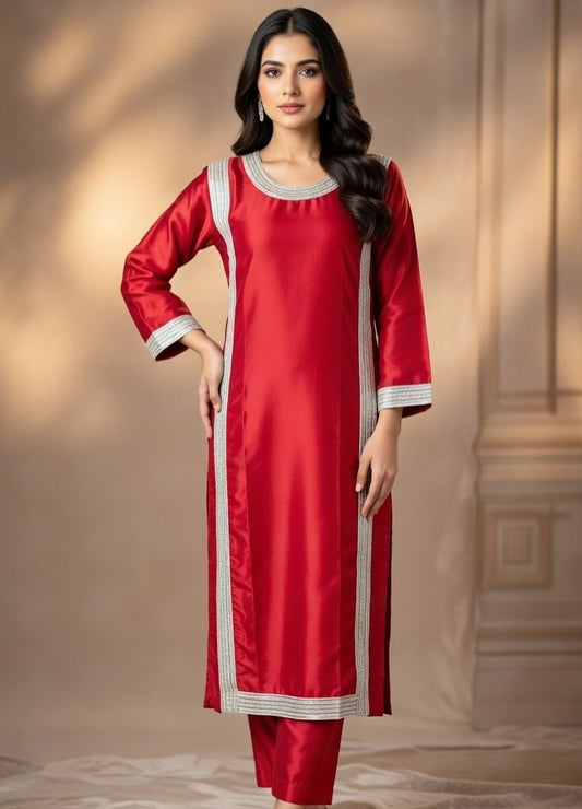 Korean Silk 2 Piece Stylish Suit