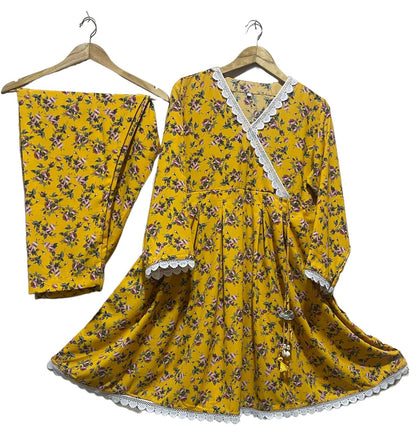 Jhajat Printed Angrakha Frock Suit