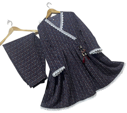 Jhajat Printed Angrakha Frock Suit
