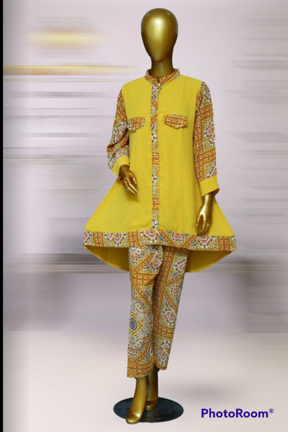 Stitched Linen Multiprint 2 Piece Suit
