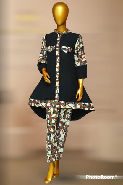 Stitched Linen Multiprint 2 Piece Suit