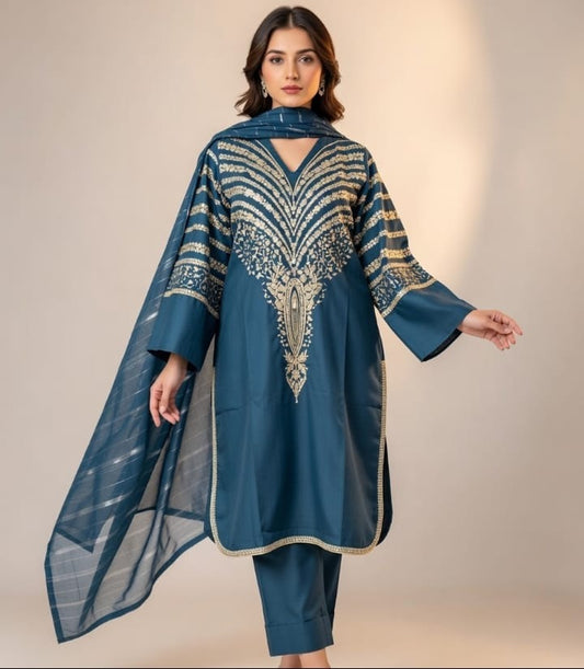 Lawn Cotton 3 Piece Embroidered Suit