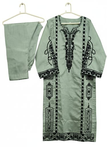 Raw Silk Embroidered 2 Piece Suit