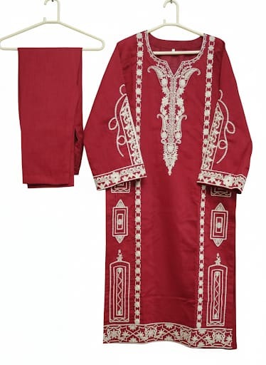 Raw Silk Embroidered 2 Piece Suit