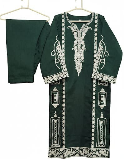 Raw Silk Embroidered 2 Piece Suit